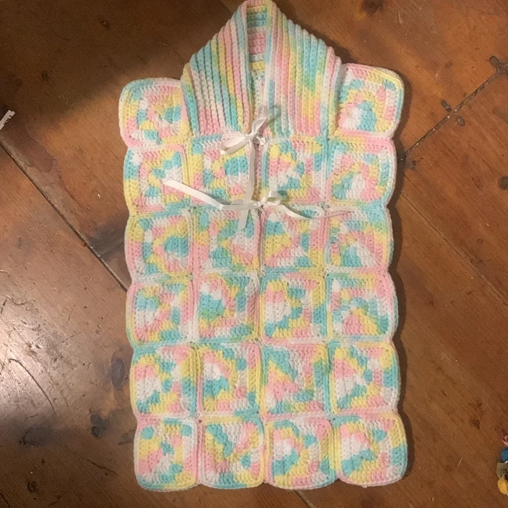 OOAK Hand-crafted infant sleep sack in pastel granny squares